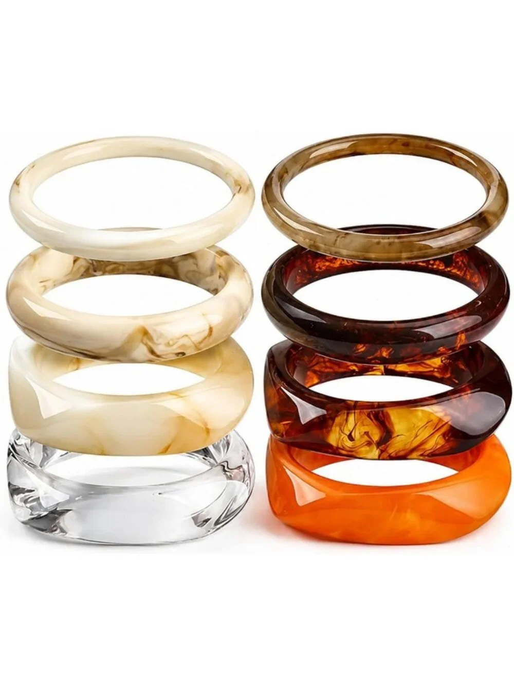 Colorful Chunky Acrylic Resin Bangle Bracelets Set for Women - Trendy Statement